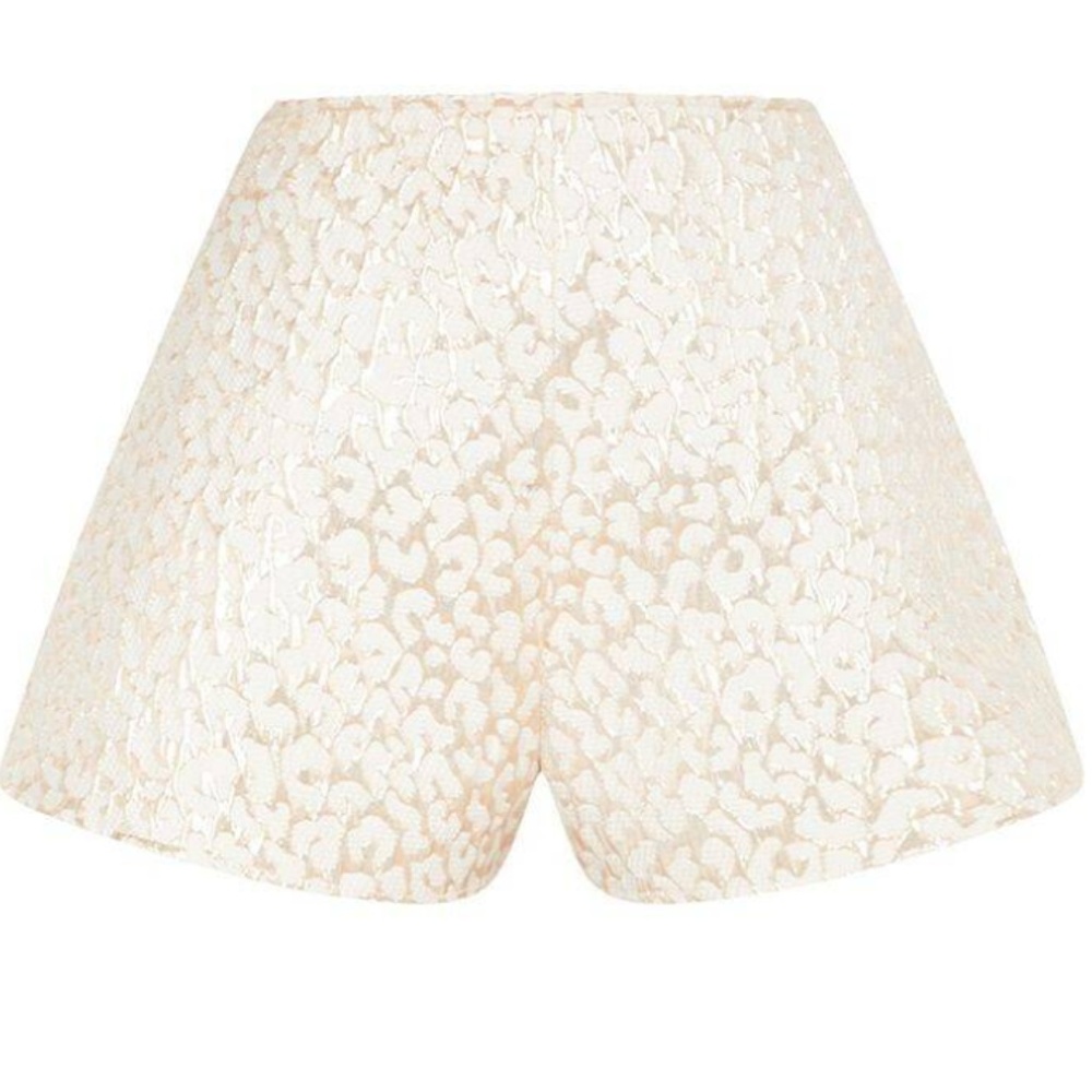 PrettyLittleThing Gold Foil Print Floaty Shorts